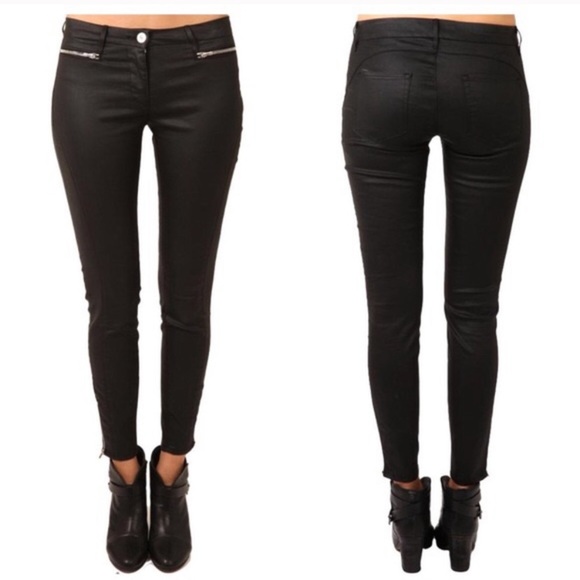 3x1 JEANS BLACK COATED WITH BOTTOM ZIPPERS - Picture 1 of 10